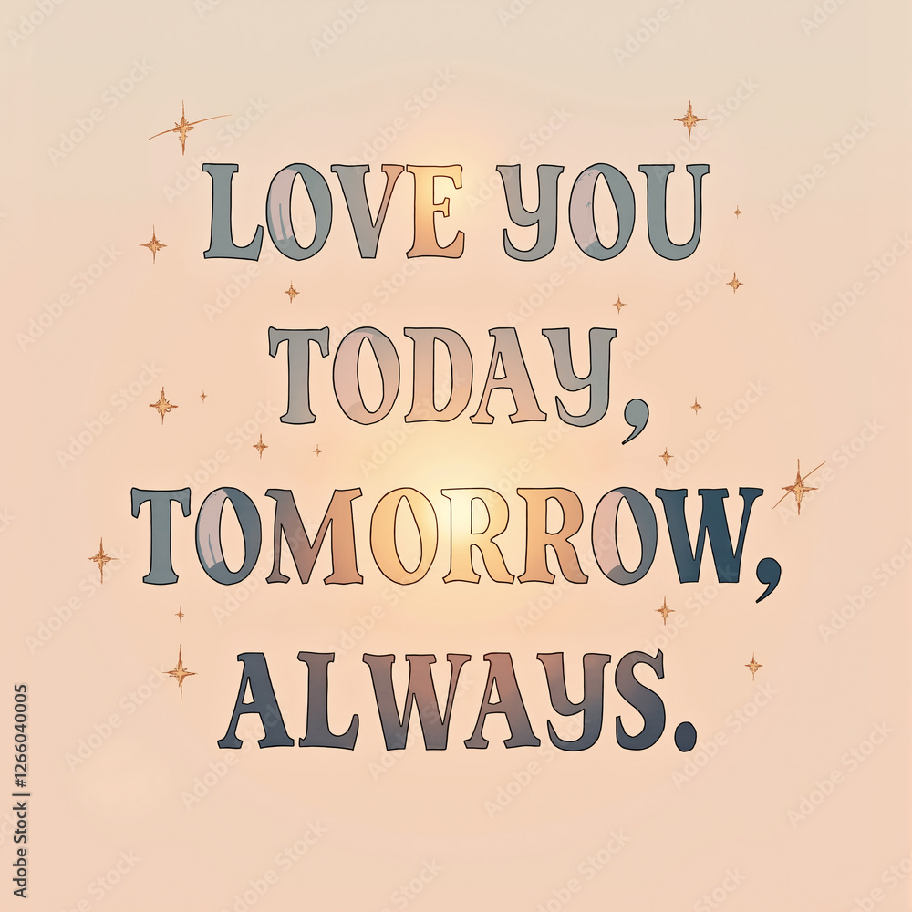 Fototapeta premium love you today, tomorrow, and always – a heartfelt message in glowing typography