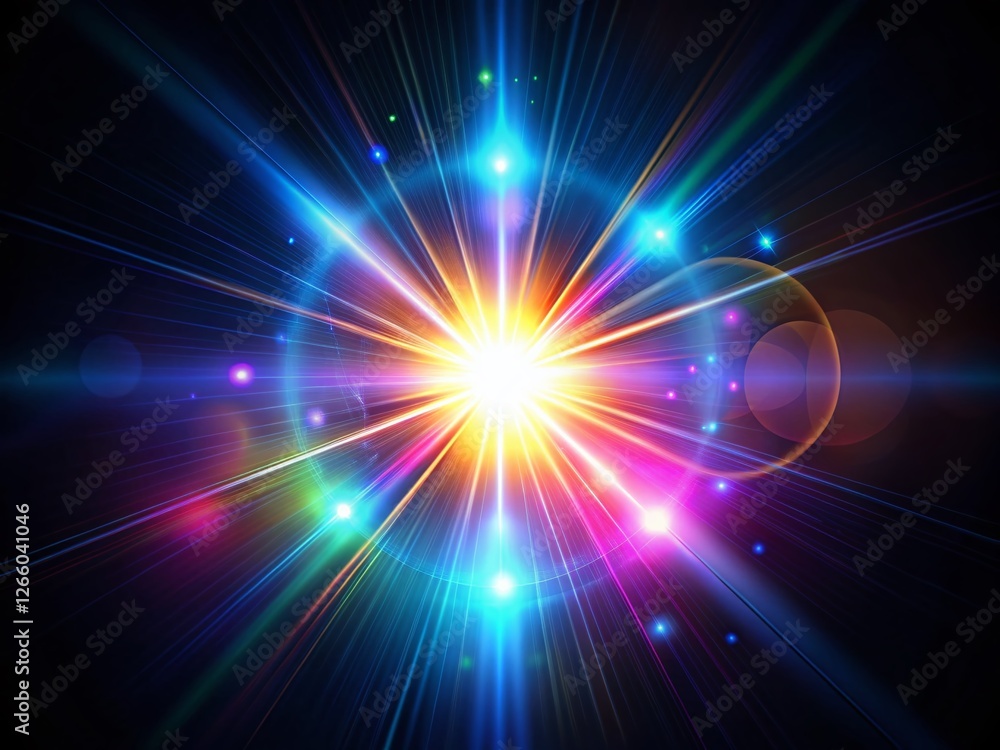 Obraz premium Realistic Digital Lens Flare Overlay, Black Background, Photo Effect, Light Leak, Bokeh