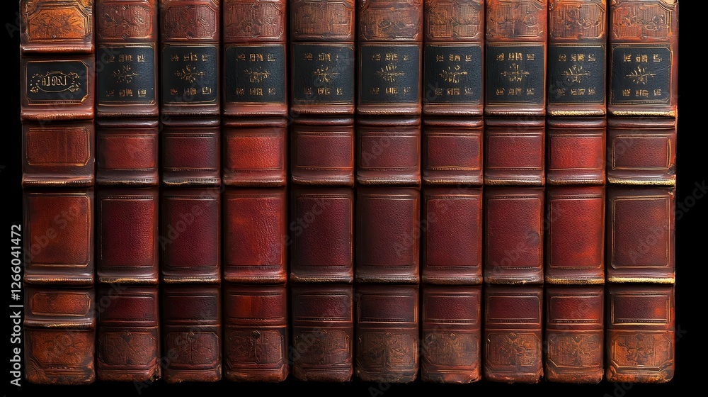 Fototapeta premium Row of Antique Leather-Bound Books