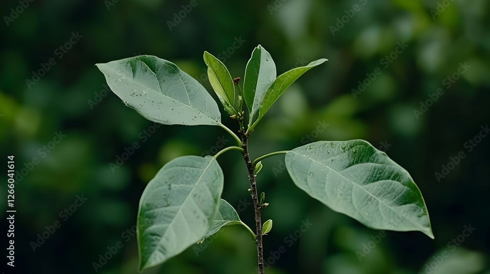 Close Up of Vibrant Green Leaves on a Thin Branch Close Up of Vibrant Green Leaves on a Thin Branch