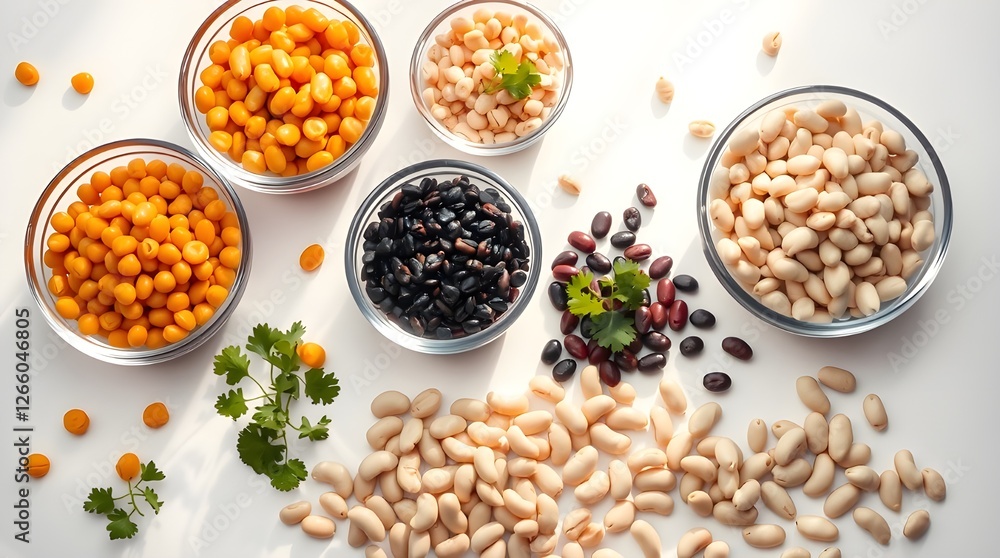 Composition with different legumes isolated on white background Composition with different legumes isolated on white background