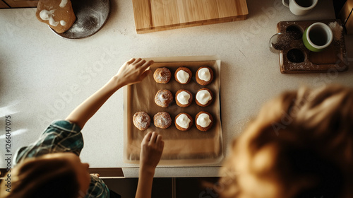 Baking delicious cupcakes in a cozy kitchen on a sunny afternoon. Generative AI photo