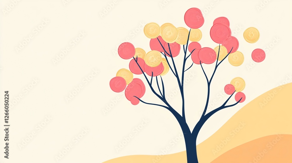 Money Tree Vector Illustration Isolated on White Background Money Tree Vector Illustration Isolated on White Background
