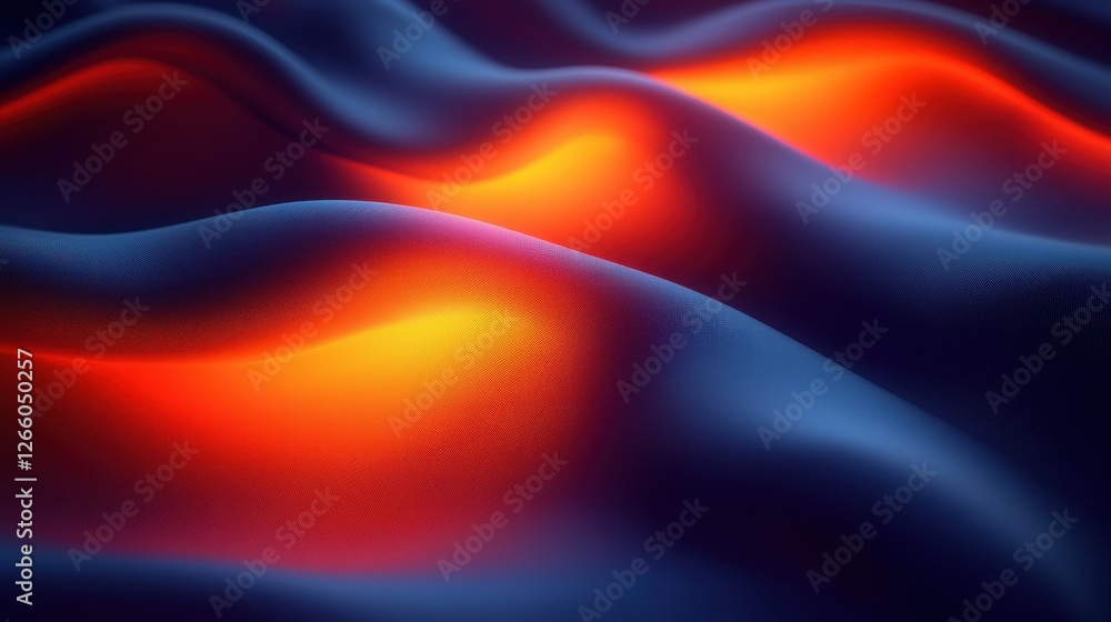 Fototapeta premium Abstract smooth waves glowing orange, creating depth; Background for graphic design