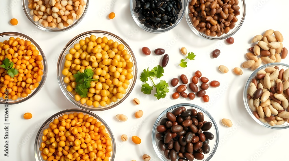 Composition with different legumes isolated on white background Composition with different legumes isolated on white background