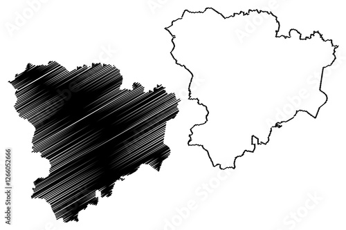 Volgograd Oblast (Russia, Subjects of the Russian Federation, Oblasts of Russia) map vector illustration, scribble sketch Stalingrad Oblast map