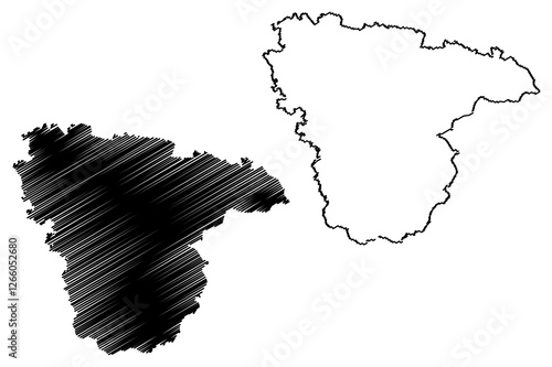 Voronezh Oblast (Russia, Subjects of the Russian Federation, Oblasts of Russia) map vector illustration, scribble sketch Voronezh Oblast map