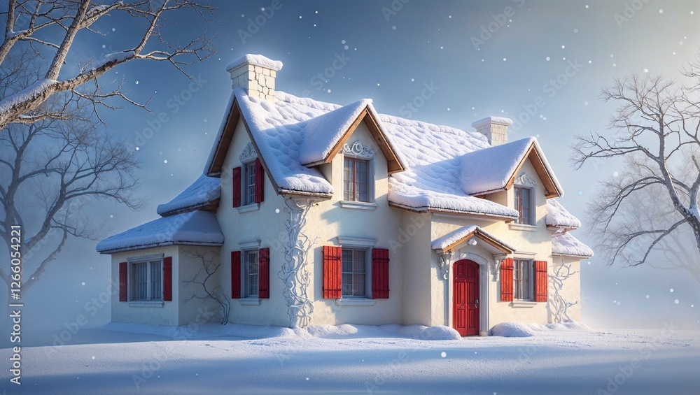 Fototapeta premium christmas house in the snow
