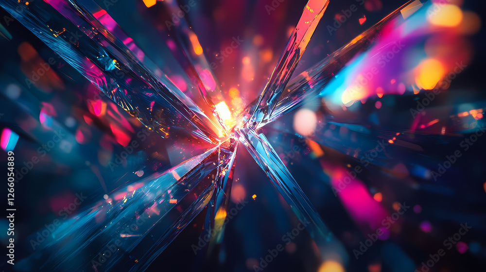 Fototapeta premium blue light flare prism