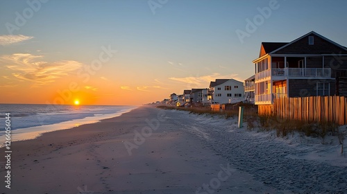 Beach Houses at Sunset on the Atlantic Coast