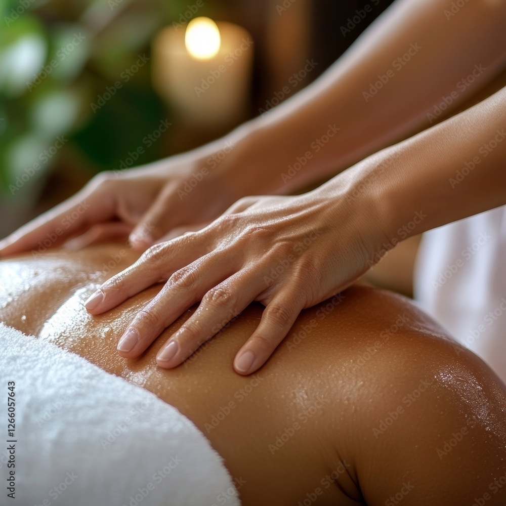Naklejka premium Relaxing massage session in a serene spa setting with skilled therapist using soothing techniques