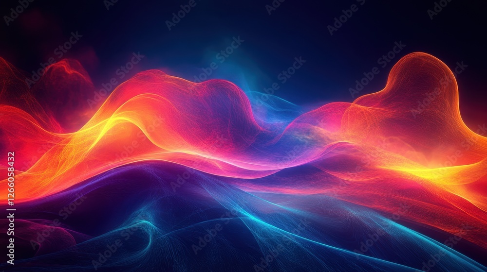 Obraz premium Colorful abstract waves of light creating a vibrant digital landscape