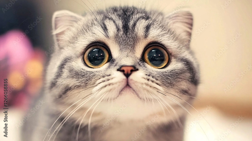 Close-Up Portrait of an Adorable Cat with Large Expressive Eyes and Soft Fur, Featuring a Gentle and Curious Expression in a Warm and Charming Composition Close-Up Portrait of an Adorable Cat with Large Expressive Eyes and Soft Fur, Featuring a Gentle and Curious Expression in a Warm and Charming Composition