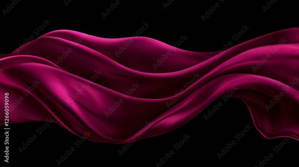 Obraz premium Flowing Pink Fabric on Black Background