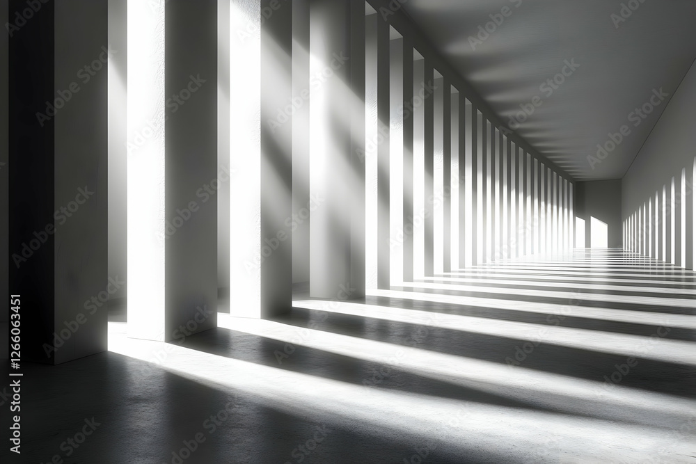 Fototapeta premium Sunlit Columns Interior Corridor