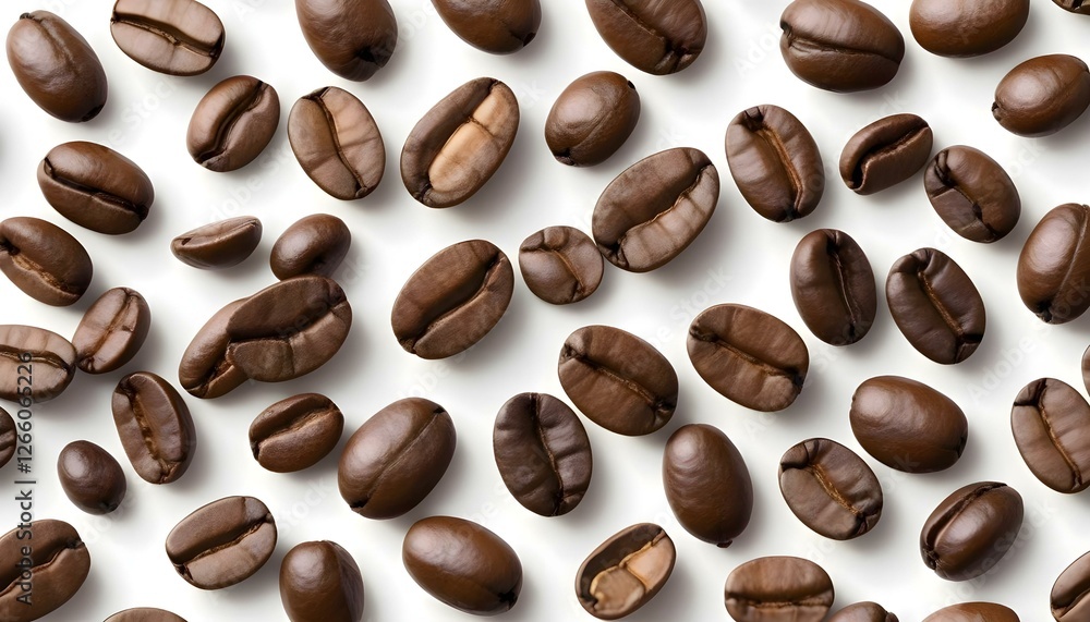 Obraz premium Coffee beans on a flat white background