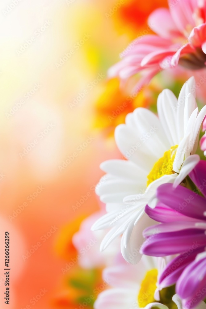 Fototapeta premium Beautiful background template made of Spring flowers.