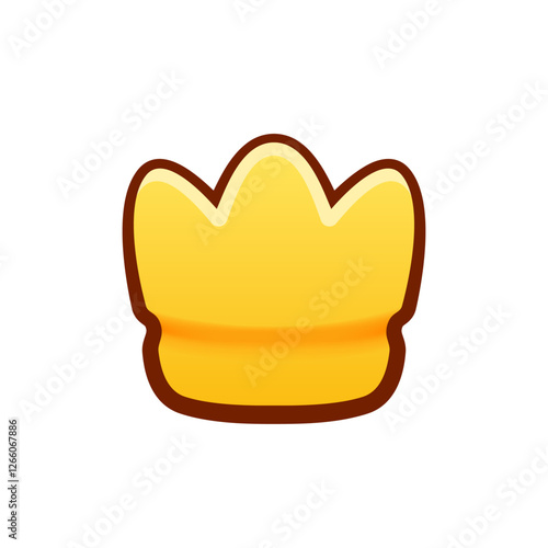 Isolated flat 3d gold crown icon for game, interface, sticker, app. The sign in a cartoon style for match 3, arcade, rpg. The match 3 element sprite for craft element in hyper casual mobile game