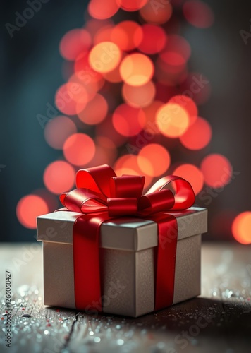 Wallpaper Mural Gift box with red bow bokeh red bokeh abstract background glow design light texture effect sparkle Torontodigital.ca