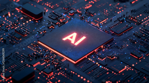 AI-Themed Circuit Board with Futuristic Design