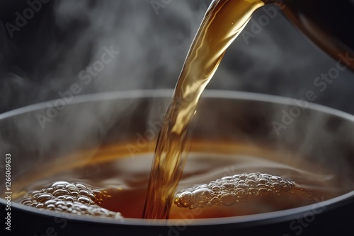 pot of steaming Hojicha tea being poured into a cup, showing the depth of the tea color