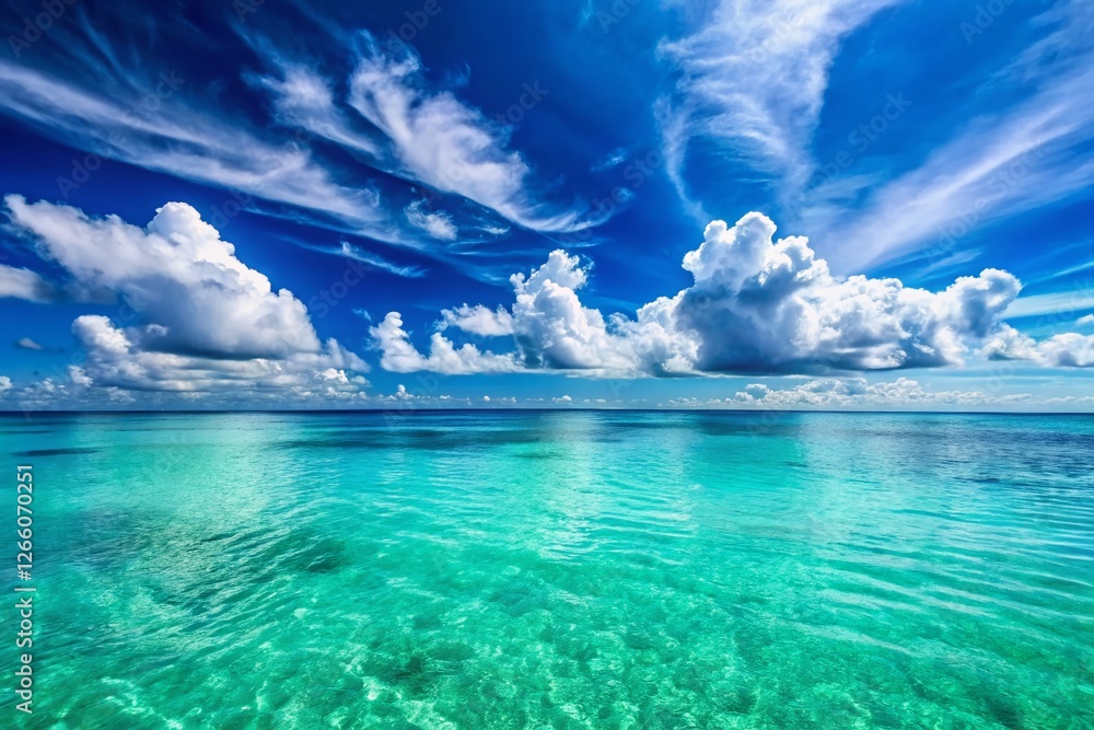 Obraz premium Serene Ocean Vista: Stunning Blue Sky and Calm Waters
