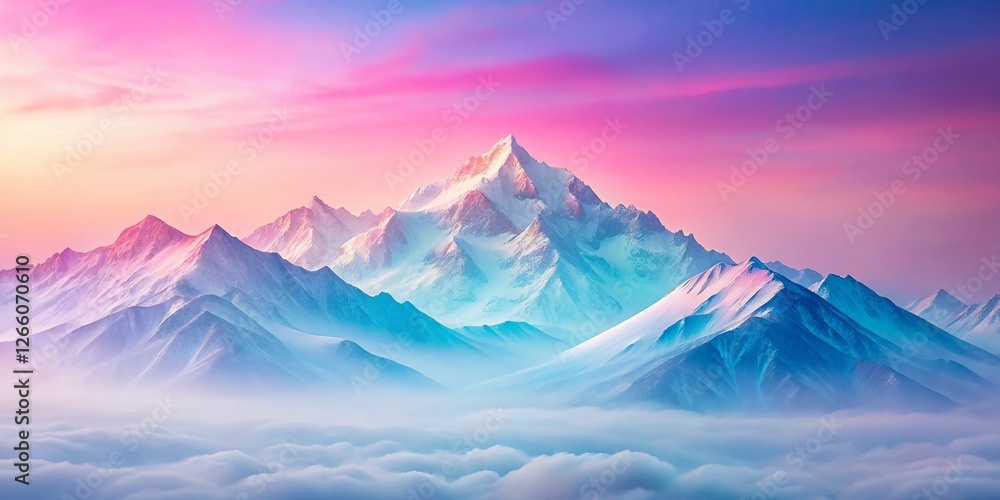 Serene Pastel Mountain Landscape: Minimalist Food Photography Background Serene Pastel Mountain Landscape: Minimalist Food Photography Background
