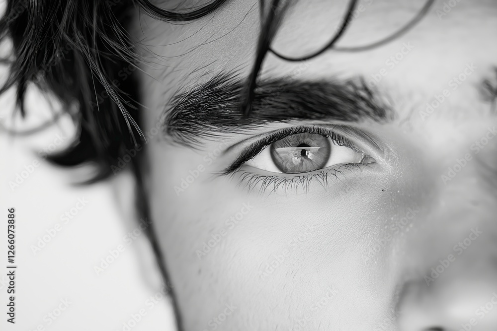 Obraz premium Close-up of an Eye in Black and White