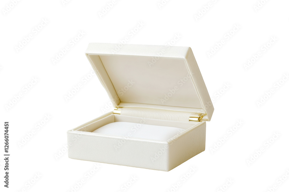 Isolated Open White Leather Jewelry Box with Empty Interior Isolated Open White Leather Jewelry Box with Empty Interior