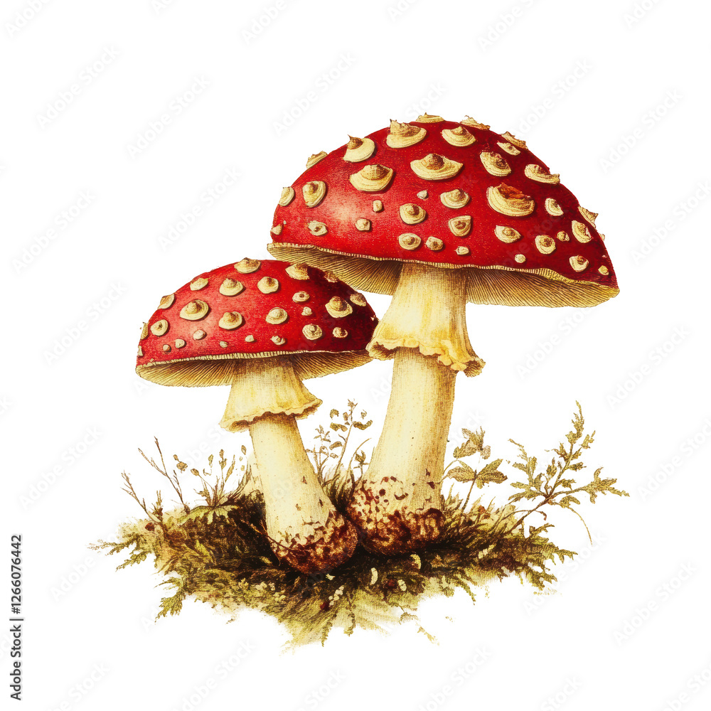 Obraz premium Isolated Two Red Mushrooms