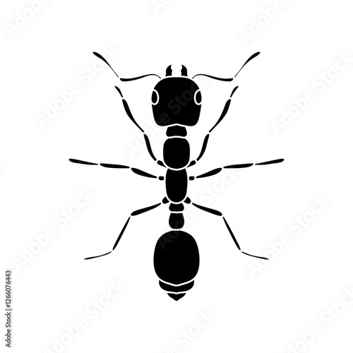 black and white ant icon illustration isolated on white background