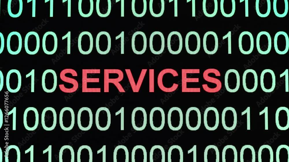 Binary Code and Text Depicting Technology and Services Glitch Effect Binary Code and Text Depicting Technology and Services Glitch Effect