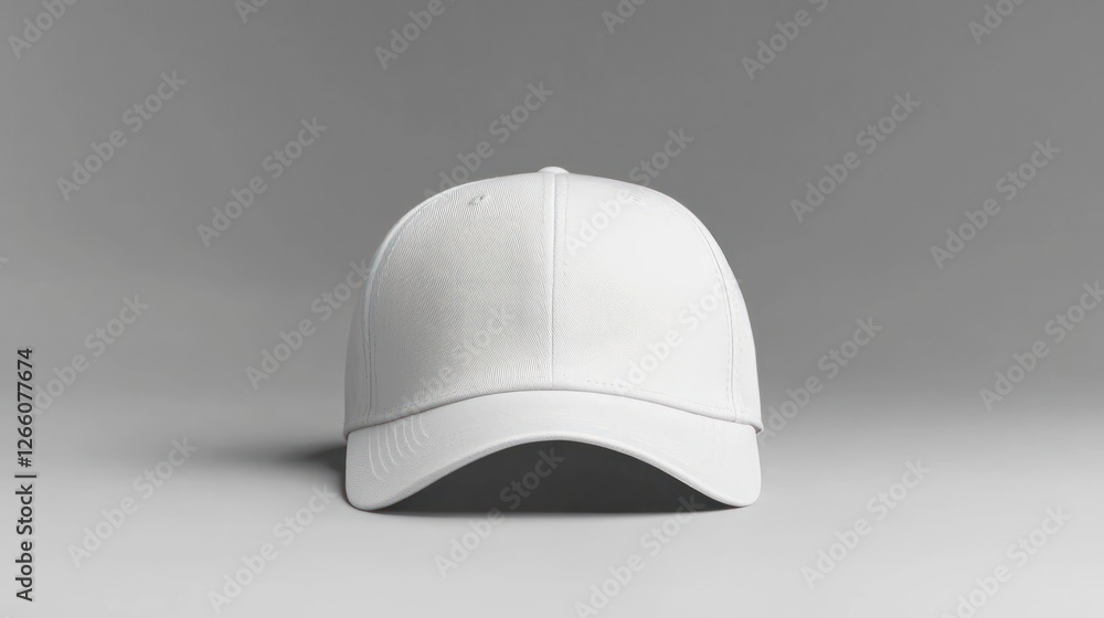 White Baseball Cap On Gray Background White Baseball Cap On Gray Background