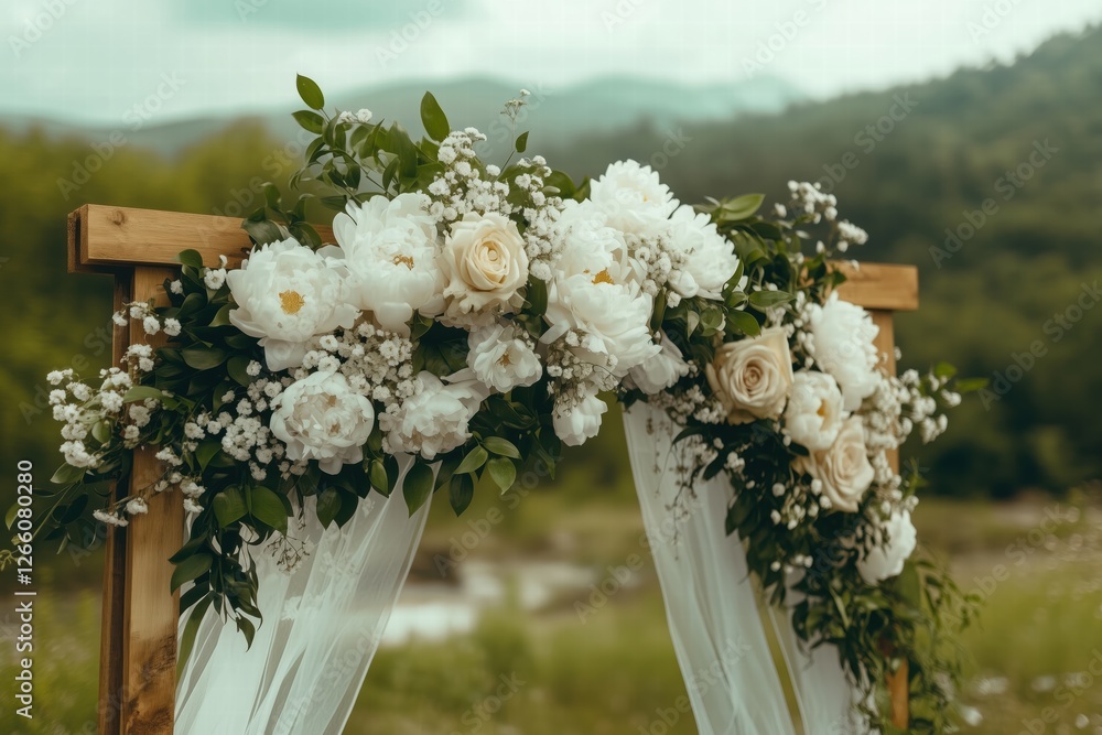 Classic wedding arch decorated with flowers Classic wedding arch decorated with flowers