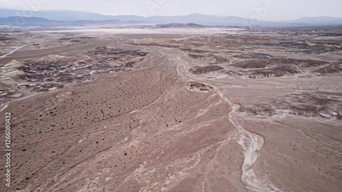Rocky Desert Landscape in California Aerial Drone View with Dramatic Terrain