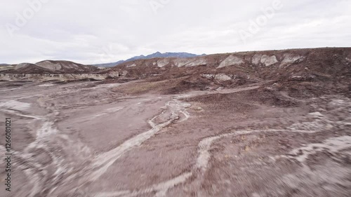 Rocky Desert Landscape in California Aerial Drone View with Dramatic Terrain