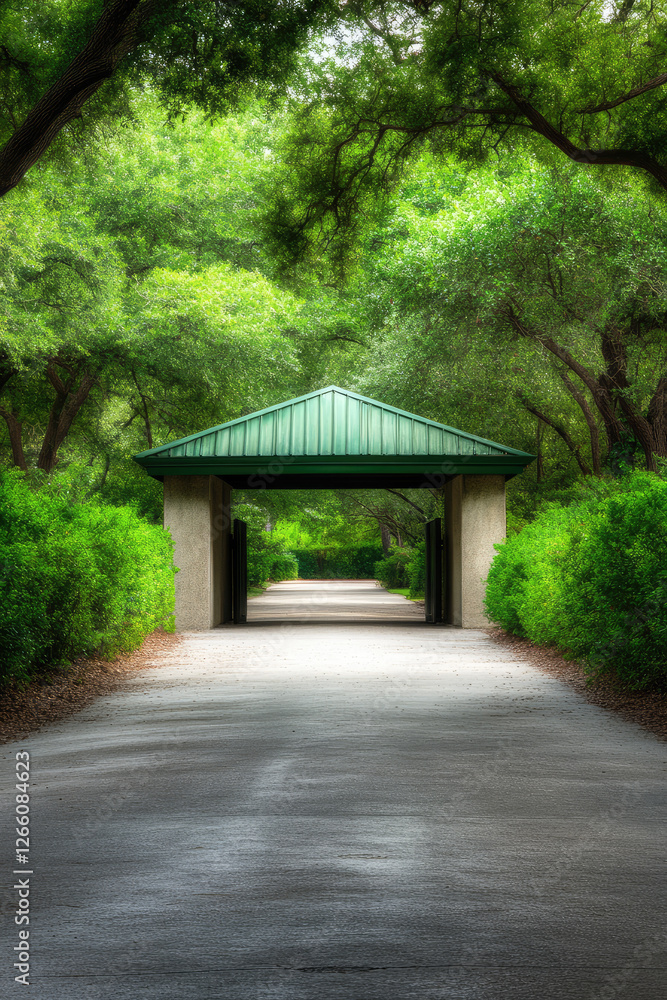 Automatic barrier and past guard shack in an Entrance of Gated Community. Access to a guarded gated community. Automatic barrier and past guard shack in an Entrance of Gated Community. Access to a guarded gated community.