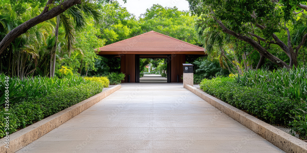 Automatic barrier and past guard shack in an Entrance of Gated Community. Access to a guarded gated community. Automatic barrier and past guard shack in an Entrance of Gated Community. Access to a guarded gated community.