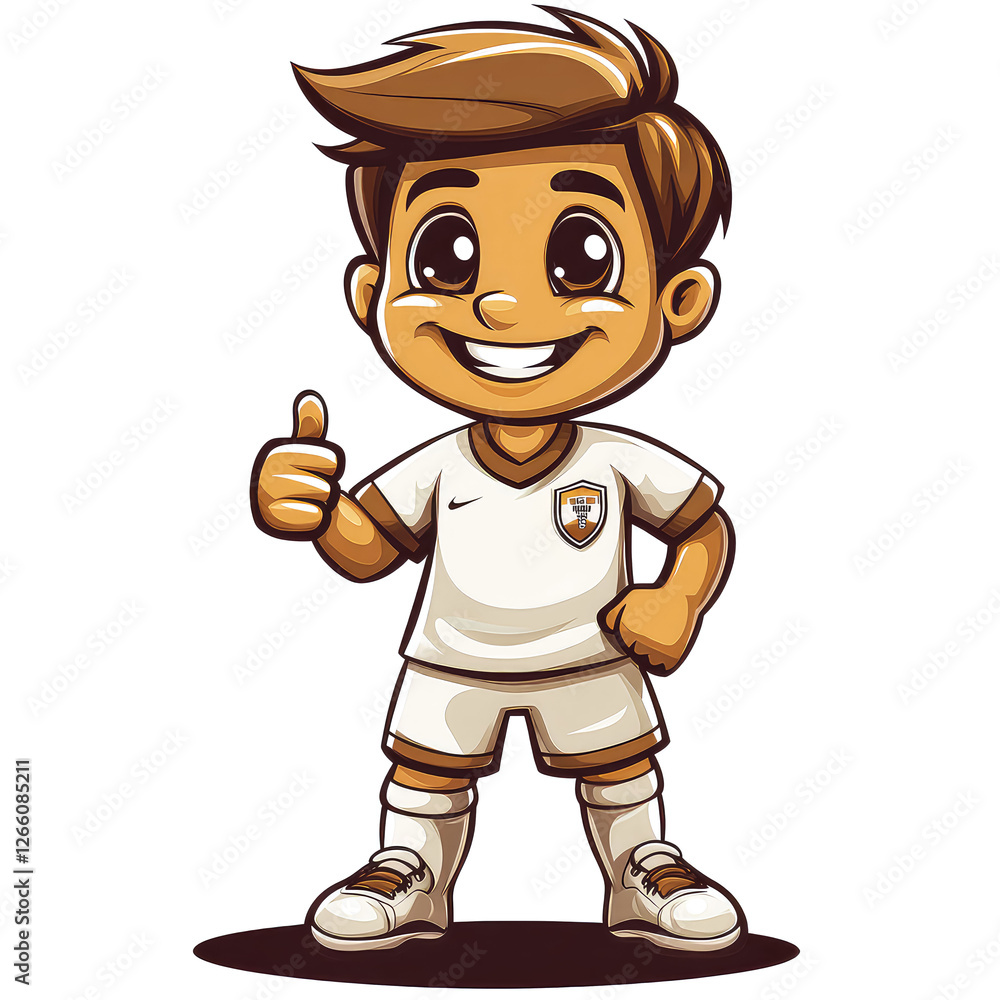 Adorable Soccer Kid Cartoon Mascot: Thumbs Up for Victory! Adorable Soccer Kid Cartoon Mascot: Thumbs Up for Victory!