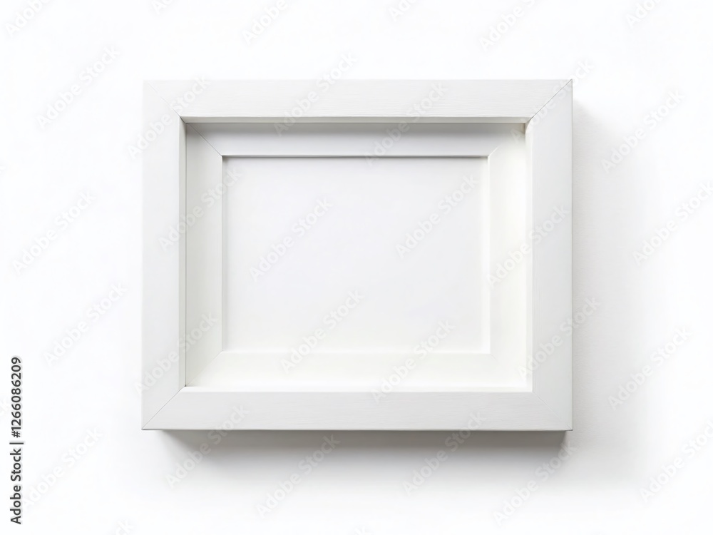 Simple White Picture Frame with Mat, Isolated on White Background - Perfect for Mockups & Displays Simple White Picture Frame with Mat, Isolated on White Background - Perfect for Mockups & Displays