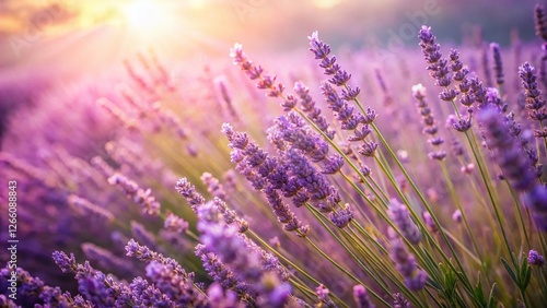 Slow Motion Lavender Field Bloom, Pastel Purple Background, Floral Nature Photography