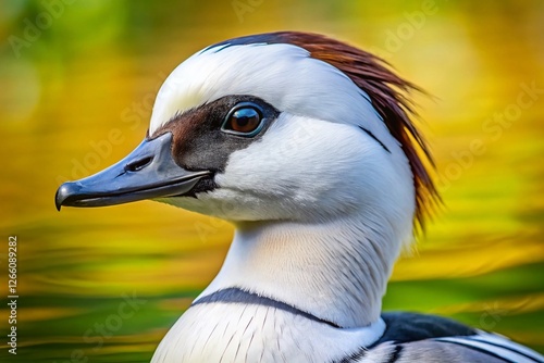 Smew Portrait: Elegant Arctic Bird Close-Up photo