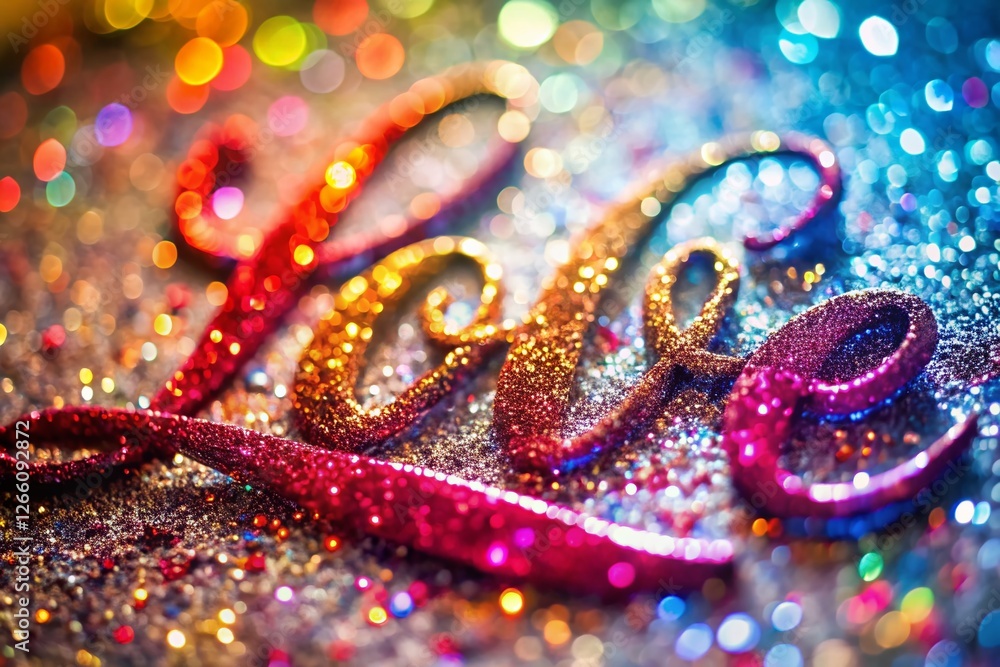 Obraz premium Sparkling Glitter Hand Lettering Calligraphy Typography - High Depth of Field Stock Photo