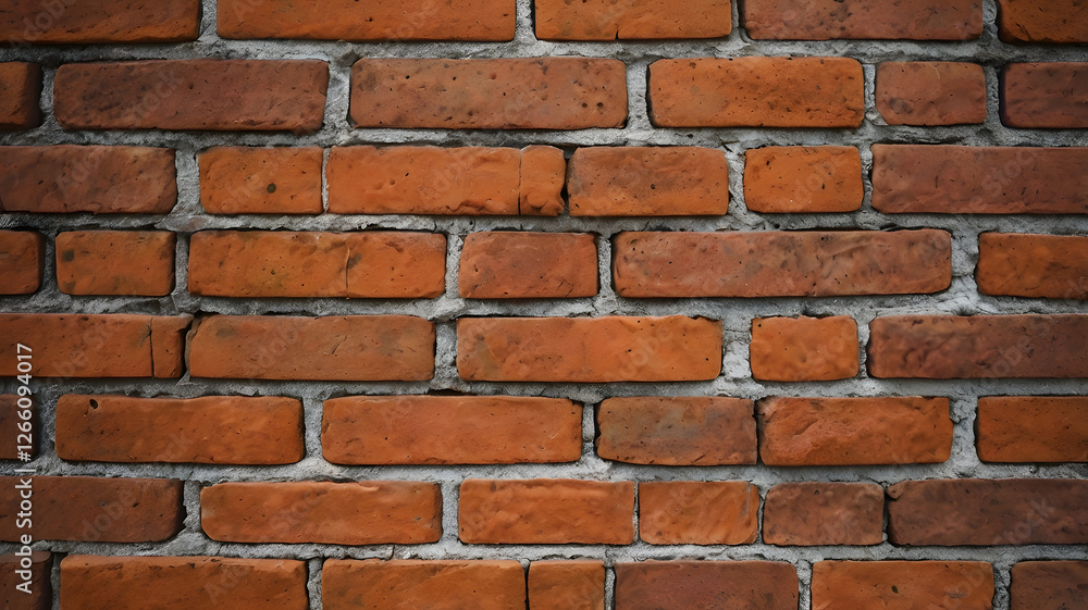 Obraz premium Red Brick Wall Texture: A close-up shot of a weathered red brick wall, showcasing the intricate details of each brick and the mortar between them.