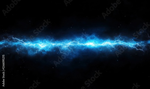 Wallpaper Mural A captivating shot of a bright blue lightning bolt slicing through a dark sky. This intense and electrifying photo showcases the sheer power and drama of a lightning storm. Torontodigital.ca