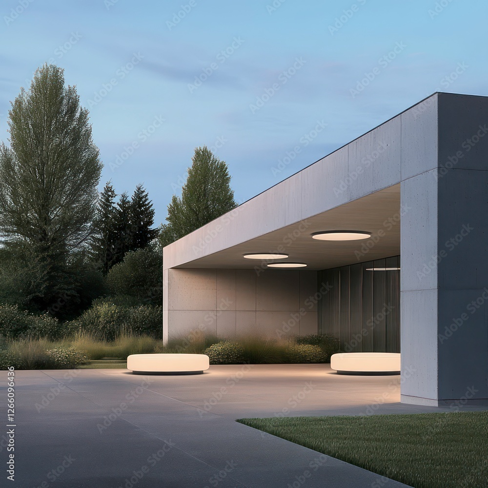 Obraz premium A stunning luxury building with sleek glass walls reflecting the blue sky, showcasing modern architecture with elegant exteriors, clean lines, and sophisticated design