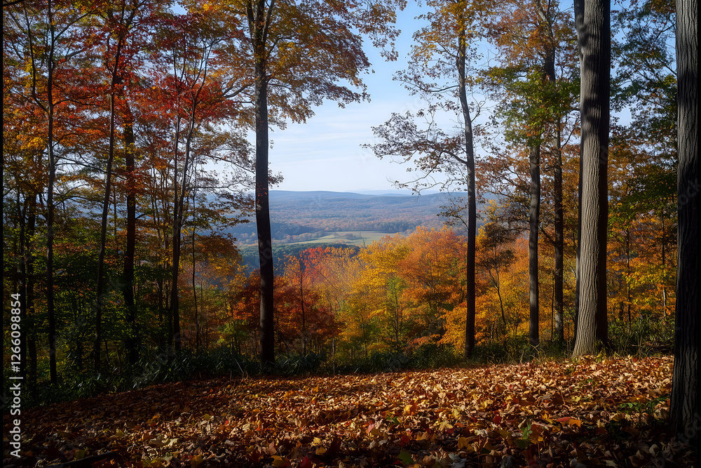 Vibrant autumn forest with abstract leaf patterns from drone view Vibrant autumn forest with abstract leaf patterns from drone view
