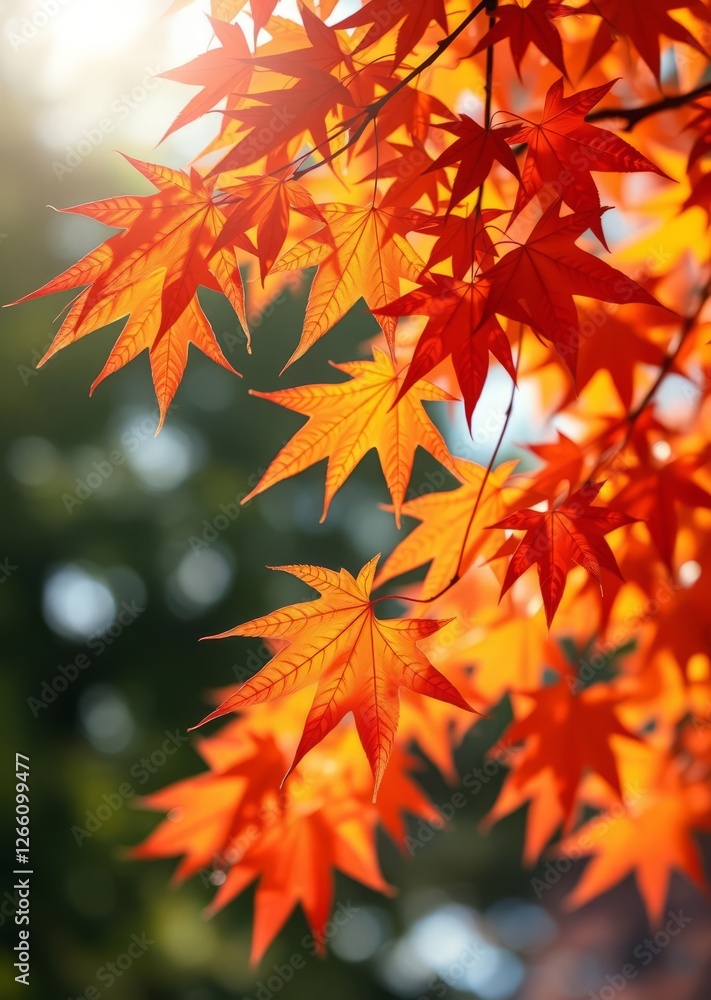 Vibrant autumn maple leaves with shallow depth of field under sunlight bokeh red bokeh abstract background glow design light texture effect sparkle Vibrant autumn maple leaves with shallow depth of field under sunlight bokeh red bokeh abstract background glow design light texture effect sparkle