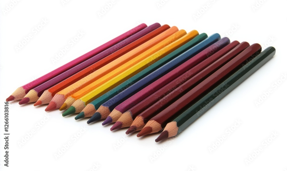 color pencils on white background