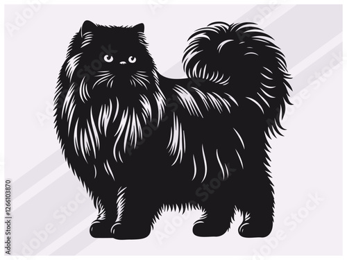 Black Persian Cat Silhouette for Pet Art Feline Logos and Graphic Designs